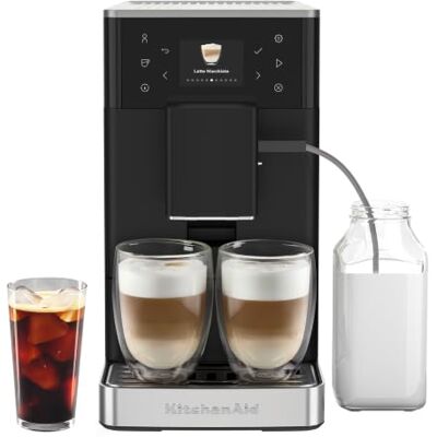 KitchenAid KF3 5KES8453 Volautomatische koffiemachine met ijskoffiefunctie, IntelliGrind molen, AutoMilk-systeem, 15 recepten en meer recepten, 6 cm kleurendisplay, 15-18 bar, mat zwart KitchenAid KF3 5KES8453 Volautomatische koffiemachine met ijskoffiefunctie, IntelliGrind molen, AutoMilk-systeem, 15 recepten en meer recepten, 6 cm kleurendisplay, 15-18 bar, mat zwart