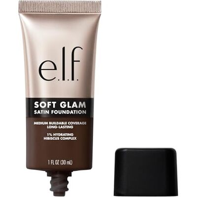 e.l.f. Soft Glam Foundation: langhoudende foundation met gemiddelde dekking voor een gladde teint met een gesatineerde afwerking, veganistisch en dierproefvrij gecertificeerd, kleur 64 Rich Neutral e.l.f. Soft Glam Foundation: langhoudende foundation met gemiddelde dekking voor een gladde teint met een gesatineerde afwerking, veganistisch en dierproefvrij gecertificeerd, kleur 64 Rich Neutral