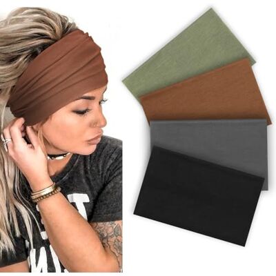 DRESHOW Haarband voor dames, sport, breed, voor yoga, elastisch, antislip, sporthoofdbanden, hardlopen, training, haarband voor meisjes, 4 stuks Eén maat DRESHOW Haarband voor dames, sport, breed, voor yoga, elastisch, antislip, sporthoofdbanden, hardlopen, training, haarband voor meisjes, 4 stuks Eén maat