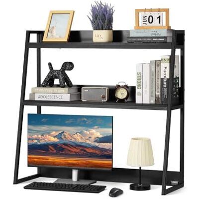 VEVOR Bureaurek met 2 niveaus, bureauboekenkast 95 x 32 x 90 cm, bureau-organizer met antislip voeten, stabiele opbergstandaard voor thuis, slaapzaal, zwart VEVOR Bureaurek met 2 niveaus, bureauboekenkast 95 x 32 x 90 cm, bureau-organizer met antislip voeten, stabiele opbergstandaard voor thuis, slaapzaal, zwart