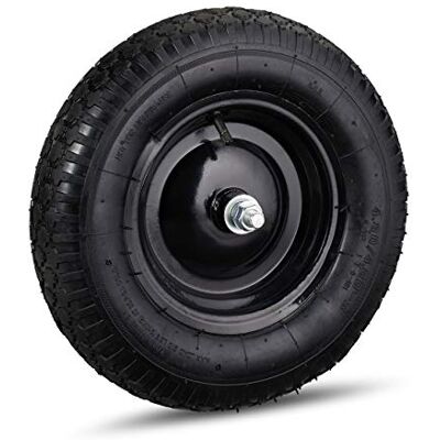 Relaxdays Kruiwagenwiel, rubber, 120 kg, reservewiel met as, rubber as 4.80 4.00-8, zwart Relaxdays Kruiwagenwiel, rubber, 120 kg, reservewiel met as, rubber as 4.80 4.00-8, zwart