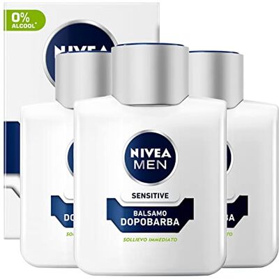 NIVEA Men Sensitive After Shave After Shave Balsem voor heren met kamille-extract en vitaminen en baardbalsem voor de gevoelige huid, 3 x 100 ml flessen NIVEA Men Sensitive After Shave After Shave Balsem voor heren met kamille-extract en vitaminen en baardbalsem voor de gevoelige huid, 3 x 100 ml flessen