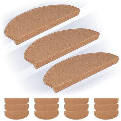 Relaxdays Traptrede, halfrond, zelfklevend, praktische set van 15, b x d: ca. 65 x 24 cm, beige Relaxdays Traptrede, halfrond, zelfklevend, praktische set van 15, b x d: ca. 65 x 24 cm, beige