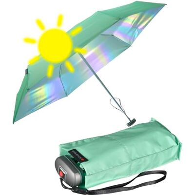 Knirps Mini-reisparaplu, klein en licht, gestreept, Muntgroen iriserend UV-bescherming, Super mini compact Knirps Mini-reisparaplu, klein en licht, gestreept, Muntgroen iriserend UV-bescherming, Super mini compact