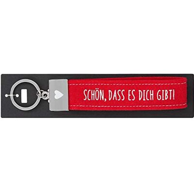 Depesche 4298-098 sleutelhanger met lussen van vilt met gravure en iconische opdruk "Schön, dass es dich gibt!", ca. 18,7 x 4,4 x 1 cm, rood, Rood Depesche 4298-098 sleutelhanger met lussen van vilt met gravure en iconische opdruk "Schön, dass es dich gibt!", ca. 18,7 x 4,4 x 1 cm, rood, Rood
