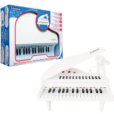 Lexibook , My First Piano, kinderpiano, verlichtingstoetsen, leermodus, 29 x 31 cm, tempo- en volumeregeling, 3+, wit, K731LXB Lexibook , My First Piano, kinderpiano, verlichtingstoetsen, leermodus, 29 x 31 cm, tempo- en volumeregeling, 3+, wit, K731LXB