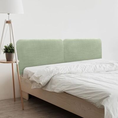 DHOME Gestoffeerd hoofdeinde, glad, afgerond, van natuurlijk linnen, voor akoestische muur, absorberend, hoofdeinde, slaapkamer (groen, 180 cm, dubbel) DHOME Gestoffeerd hoofdeinde, glad, afgerond, van natuurlijk linnen, voor akoestische muur, absorberend, hoofdeinde, slaapkamer (groen, 180 cm, dubbel)