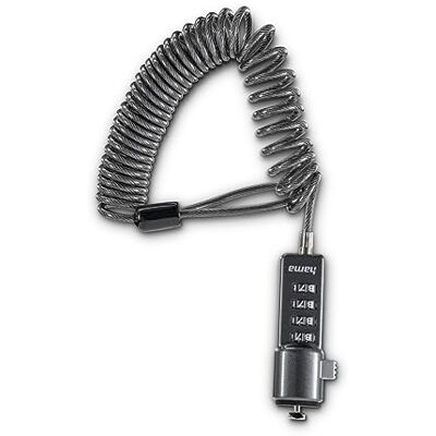 Hama Cijferslot "Portable" (voor netbook, kabel 1, diameter 3,1 mm, zonder sleutel, met code) antraciet Hama Cijferslot "Portable" (voor netbook, kabel 1, diameter 3,1 mm, zonder sleutel, met code) antraciet