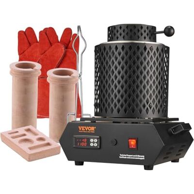 VEVOR Smeltoven voor goud 1350 W, max. temperatuur 1150 °C, elektrische smeltoven met keramische smeltkroes van 1 kg en 3 kg, metaalraffinagebehandeling VEVOR Smeltoven voor goud 1350 W, max. temperatuur 1150 °C, elektrische smeltoven met keramische smeltkroes van 1 kg en 3 kg, metaalraffinagebehandeling