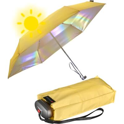 Knirps Mini-reisparaplu, klein en licht, gestreept, Vanillegeel, iriserend, uv-bescherming, Super mini compact Knirps Mini-reisparaplu, klein en licht, gestreept, Vanillegeel, iriserend, uv-bescherming, Super mini compact