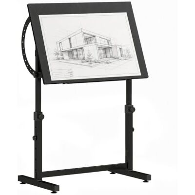 HOMCOM Tekentafel, kantelbaar, in hoogte verstelbaar, 0°-85°, zwart Tekenbureau, werktafel, antislip rand, stalen frame, voor tekenaars, architecten, schilders, ingenieurs HOMCOM Tekentafel, kantelbaar, in hoogte verstelbaar, 0°-85°, zwart Tekenbureau, werktafel, antislip rand, stalen frame, voor tekenaars, architecten, schilders, ingenieurs