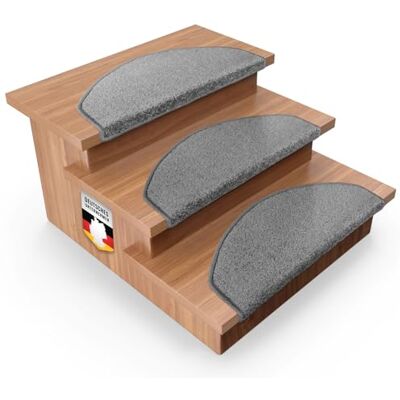 casa pura 1 x trapmat voor binnen, voor trappen, Dynasty fluwelen trapmat, zelfklevend, voor traptreden (halfrond, zilvergrijs) casa pura 1 x trapmat voor binnen, voor trappen, Dynasty fluwelen trapmat, zelfklevend, voor traptreden (halfrond, zilvergrijs)