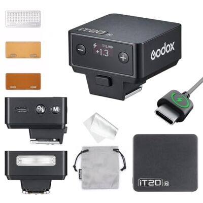 GODOX iT20 N Flash Mini TTL Flash compatibel met Nikon, compact voor camera, meer dan 700 flitsen op vol vermogen, recycling in 1,5 s, magnetische diffuser en kleurfilters GODOX iT20 N Flash Mini TTL Flash compatibel met Nikon, compact voor camera, meer dan 700 flitsen op vol vermogen, recycling in 1,5 s, magnetische diffuser en kleurfilters