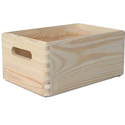Creative 2 x Grote Platte Houten Krat-Doos Kist 30 x 20 x 14 cm (+/- 1 cm) met Handgrepen Ongeverfd Onvoltooide Hout Perfect voor Documenten, Kostbaarheden, Speelgoed en Gereedschap Creative 2 x Grote Platte Houten Krat-Doos Kist 30 x 20 x 14 cm (+/- 1 cm) met Handgrepen Ongeverfd Onvoltooide Hout Perfect voor Documenten, Kostbaarheden, Speelgoed en Gereedschap