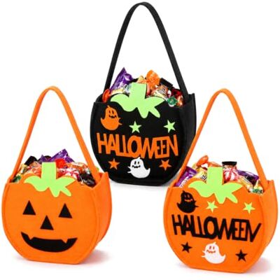 com-four ® 3 x Halloween Bag snoepverzameltas vilten verzameltas geschenkzakje met griezelige motieven geschikt voor kinderen (03 stuks oranje + zwart) sac de collecte en feutre sac cadeau avec des motifs effrayants adaptés aux enfants com-four ® 3 x Halloween Bag snoepverzameltas vilten verzameltas geschenkzakje met griezelige motieven geschikt voor kinderen (03 stuks oranje + zwart) sac de collecte en feutre sac cadeau avec des motifs effrayants adaptés aux enfants