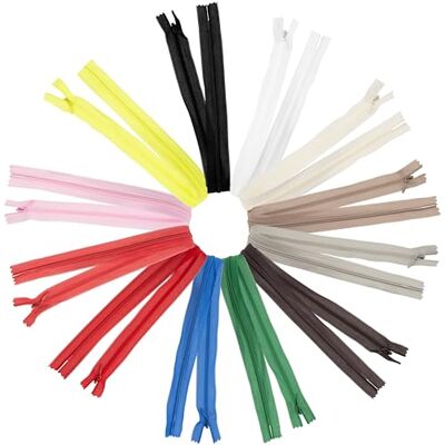 AERZETIX K38158 Set van 12 spiraalscharnieren 40 cm nr. 3 onzichtbaar niet scheidbaar met schuif en ritssluiting in verschillende kleuren nylon naaien, repareren en naaien AERZETIX K38158 Set van 12 spiraalscharnieren 40 cm nr. 3 onzichtbaar niet scheidbaar met schuif en ritssluiting in verschillende kleuren nylon naaien, repareren en naaien