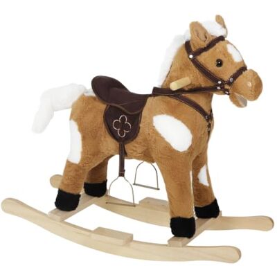 WOLTU Schommelpaard voor baby's, speelgoed met dierengeluiden en handgrepen Met geluiden, cadeau voor kinderen van 1/2/3 jaar, bruin en wit WOLTU Schommelpaard voor baby's, speelgoed met dierengeluiden en handgrepen Met geluiden, cadeau voor kinderen van 1/2/3 jaar, bruin en wit