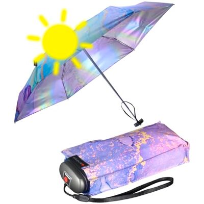Knirps Mini-reisparaplu, klein en licht, gestreept, Aquarel paars, iriserend, uv-bescherming, Super mini compact Knirps Mini-reisparaplu, klein en licht, gestreept, Aquarel paars, iriserend, uv-bescherming, Super mini compact