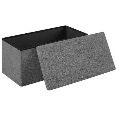 WOLTU Opvouwbare opbergpoef met deksel, pluche fleece en MDF, 80 l, 76 x 37 x 38 cm, donkergrijs WOLTU Opvouwbare opbergpoef met deksel, pluche fleece en MDF, 80 l, 76 x 37 x 38 cm, donkergrijs