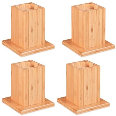 Relaxdays Set van 4 meubelverhogers 14 cm voor tafels, bedden en andere meubels, H x B x D 15, 5 x 14,5 cm, naturel Relaxdays Set van 4 meubelverhogers 14 cm voor tafels, bedden en andere meubels, H x B x D 15, 5 x 14,5 cm, naturel