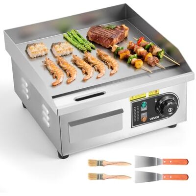 VEVOR Commerciële elektrische kookplaat, 35,5 x 30 cm, elektrische kookplaat, 2000 W, voor barbecue, restaurant, keuken, glad grilloppervlak, temperatuur instelbaar tussen 50 en 300 °C, zonder VEVOR Commerciële elektrische kookplaat, 35,5 x 30 cm, elektrische kookplaat, 2000 W, voor barbecue, restaurant, keuken, glad grilloppervlak, temperatuur instelbaar tussen 50 en 300 °C, zonder