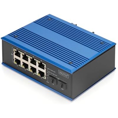 Digitus PoE Netwerkswitch 10 poorten Gigabit Ethernet 8x RJ45 + 2x SFP IP40-10/100/1000 Mbit/s railmontage industriële serie zwart/blauw Digitus PoE Netwerkswitch 10 poorten Gigabit Ethernet 8x RJ45 + 2x SFP IP40-10/100/1000 Mbit/s railmontage industriële serie zwart/blauw