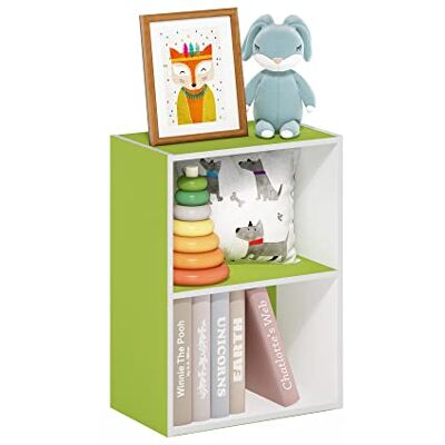 Furinno Luder Open boekenkast met 2 verdiepingen, groen/wit Furinno Luder Open boekenkast met 2 verdiepingen, groen/wit