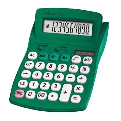 Lexibook FRUITIES C210BLXB Bureaurekenmachine met kantelbaar display, 10 cijfers, basis- en geavanceerde functies, grote toetsen, zonne-energie en werkt op batterijen, groen Lexibook FRUITIES C210BLXB Bureaurekenmachine met kantelbaar display, 10 cijfers, basis- en geavanceerde functies, grote toetsen, zonne-energie en werkt op batterijen, groen
