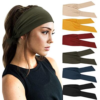 DRESHOW 6 Pack Hoofdbanden voor Vrouwen Elastische Haarbanden Hoofd Wrap Haaraccessoires, 6 Pack K: Solid Color Vintage, one size DRESHOW 6 Pack Hoofdbanden voor Vrouwen Elastische Haarbanden Hoofd Wrap Haaraccessoires, 6 Pack K: Solid Color Vintage, one size