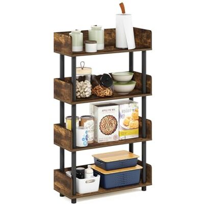 Furinno Turn-N-Tube Display met 4 etages, zonder gereedschap, grenen amber/zwart Furinno Turn-N-Tube Display met 4 etages, zonder gereedschap, grenen amber/zwart