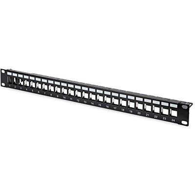 Digitus Patchpaneel, modulair, voor keystone-modules, 19 inch, 24 poorten, afgeschermd, 1U rackmontage, zwart Digitus Patchpaneel, modulair, voor keystone-modules, 19 inch, 24 poorten, afgeschermd, 1U rackmontage, zwart