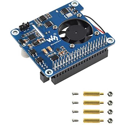 Waveshare Power Over Ethernet PoE Hat voor Raspberry Pi 4B/3B+, 802.3af/at PoE Network, 5V USB-A & 12 V Header Outputs, PoE uitbreidingskaart Onboard Cooling Fan en MP8676 Buck Chip Waveshare Power Over Ethernet PoE Hat voor Raspberry Pi 4B/3B+, 802.3af/at PoE Network, 5V USB-A & 12 V Header Outputs, PoE uitbreidingskaart Onboard Cooling Fan en MP8676 Buck Chip