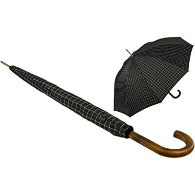 iX-brella Automatische paraplu voor heren met rond handvat van echt hout iX-brella Automatische paraplu voor heren met rond handvat van echt hout