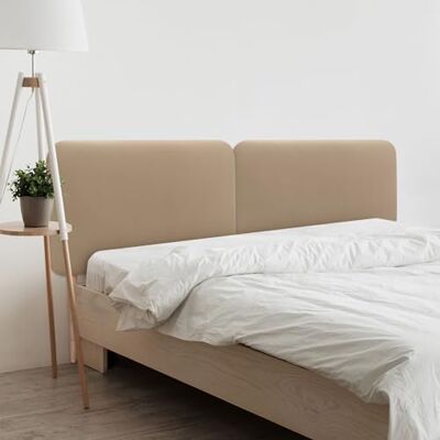 DHOME Gestoffeerd hoofdeinde, glad, afgerond, van kunstleer, met poten, akoestisch, absorberend, voor slaapkamer (lichtbruin, 210 cm dubbel) DHOME Gestoffeerd hoofdeinde, glad, afgerond, van kunstleer, met poten, akoestisch, absorberend, voor slaapkamer (lichtbruin, 210 cm dubbel)