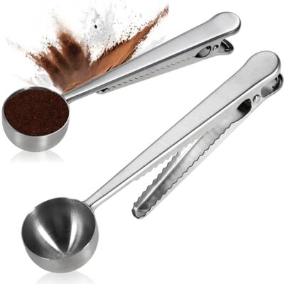 com-four ® 2 x koffielepels met tang van roestvrij staal com-four ® 2 x koffielepels met tang van roestvrij staal