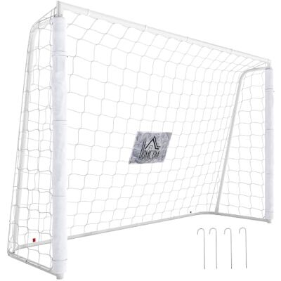 HOMCOM Voetbaldoel – voetbalkooi – trainingsdoel afm. 186 L x 62 B x 123 H cm – metalen frame van PE-net – inclusief haringen en gereedschap – wit HOMCOM Voetbaldoel – voetbalkooi – trainingsdoel afm. 186 L x 62 B x 123 H cm – metalen frame van PE-net – inclusief haringen en gereedschap – wit