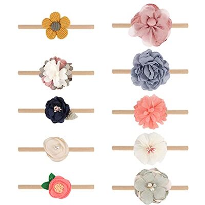 DRESHOW 10 stuks haarlintjes voor baby‘s, voor meisjes, haaraccessoires, kinderen, tulband, haarband Eén maat DRESHOW 10 stuks haarlintjes voor baby‘s, voor meisjes, haaraccessoires, kinderen, tulband, haarband Eén maat