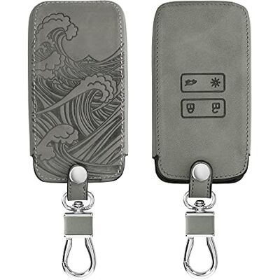 kwmobile Autosleutelaccessoire compatibel met Renault Smart Key 4-toetsen (alleen Keyless Go) Nubuck autosleutelhoes Japanse golf grijs kwmobile Autosleutelaccessoire compatibel met Renault Smart Key 4-toetsen (alleen Keyless Go) Nubuck autosleutelhoes Japanse golf grijs