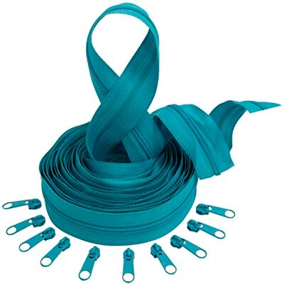AERZETIX C62630x5-C62600x10 set spiraalritssluiting 5 m nr. 3 kleur: blauw-groen + 10 schuifregelaars nr. 3 niet afsluitbaar kleur: blauw-groen van metaal Merceria Couture kleding AERZETIX C62630x5-C62600x10 set spiraalritssluiting 5 m nr. 3 kleur: blauw-groen + 10 schuifregelaars nr. 3 niet afsluitbaar kleur: blauw-groen van metaal Merceria Couture kleding