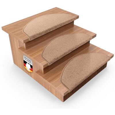 casa pura 1 x trapmat voor binnen, voor trappen, Dynasty fluwelen trapmat, zelfklevend, voor traptreden (halfrond, lichtbruin) casa pura 1 x trapmat voor binnen, voor trappen, Dynasty fluwelen trapmat, zelfklevend, voor traptreden (halfrond, lichtbruin)