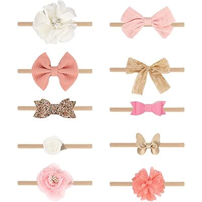 DRESHOW 10 stuks haarlintjes voor baby‘s, voor meisjes, haaraccessoires, kinderen, tulband, haarband Eén maat DRESHOW 10 stuks haarlintjes voor baby‘s, voor meisjes, haaraccessoires, kinderen, tulband, haarband Eén maat