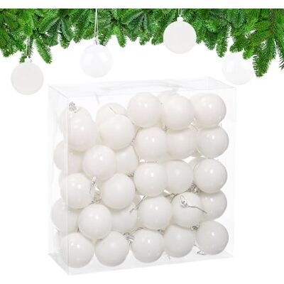 Relaxdays Kerstbal, praktische set van 50 stuks, robuust kunststof, voor het versieren van de boom, diameter 6 cm, wit pour décorer le sapin, diamètre : 6 cm Relaxdays Kerstbal, praktische set van 50 stuks, robuust kunststof, voor het versieren van de boom, diameter 6 cm, wit pour décorer le sapin, diamètre : 6 cm
