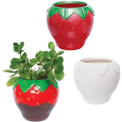 Baker Ross VC121 Pots de fleurs en céramique fraise Lot de 2, pots de fleurs à peindre soi-même Baker Ross VC121 Pots de fleurs en céramique fraise Lot de 2, pots de fleurs à peindre soi-même