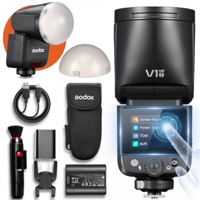 GODOX V1 MID N Flash voor Nikon camera met diffuser AK-R11, Speedlite 55Ws, 24mm optisch, 650 flitsen, TTL/HSS 1/8000s, V1MID reisflitser voor Z6III Z8 Z5 Z50II Z50 Zfc Z6II Z30 Z6 GODOX V1 MID N Flash voor Nikon camera met diffuser AK-R11, Speedlite 55Ws, 24mm optisch, 650 flitsen, TTL/HSS 1/8000s, V1MID reisflitser voor Z6III Z8 Z5 Z50II Z50 Zfc Z6II Z30 Z6