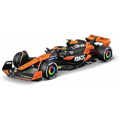 Bburago McLaren MCL38#4 Lando Norris, schaal 1:43, model met helm en vitrine, officiële levering 2024, realistische details, officiële McLaren-licentie, vanaf 14 jaar Bburago McLaren MCL38#4 Lando Norris, schaal 1:43, model met helm en vitrine, officiële levering 2024, realistische details, officiële McLaren-licentie, vanaf 14 jaar