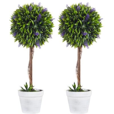 HOMCOM Kunstplanten met lavendelbloemen, 60 cm, groen, 2 stuks Kunstboom voor buiten, stam en pot inbegrepen, uv-bestendig, binnen HOMCOM Kunstplanten met lavendelbloemen, 60 cm, groen, 2 stuks Kunstboom voor buiten, stam en pot inbegrepen, uv-bestendig, binnen