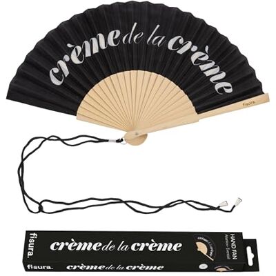 Fisura Originele waaier met boodschap "Crème de crème". Moderne en kleurrijke houten waaier. Zwarte handventilator, haak inbegrepen. Grappig cadeau-idee. 42,5 x 23 cm Fisura Originele waaier met boodschap "Crème de crème". Moderne en kleurrijke houten waaier. Zwarte handventilator, haak inbegrepen. Grappig cadeau-idee. 42,5 x 23 cm