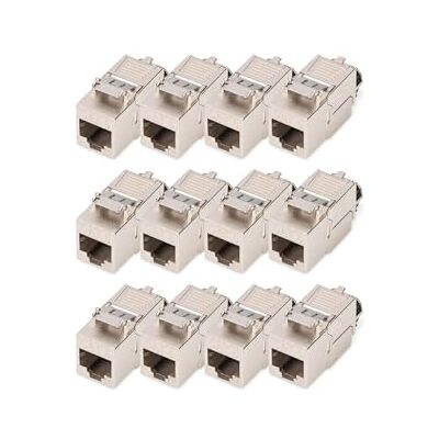 Digitus Keystone Cat 8.1-module, 12 stuks, RJ45, afgeschermd Cat8, 2000 MHz, 25GBase-T & 40GBase-T, 25 Gbit/s & 40 Gbit/s, AWG 26/7 tot AWG 22/1, montage zonder gereedschap Digitus Keystone Cat 8.1-module, 12 stuks, RJ45, afgeschermd Cat8, 2000 MHz, 25GBase-T & 40GBase-T, 25 Gbit/s & 40 Gbit/s, AWG 26/7 tot AWG 22/1, montage zonder gereedschap