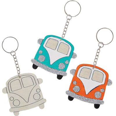Baker Ross VC155 Porte-clés en bois en forme de camping-car Lot de 6, porte-clés camping-car à décorer soi-même Baker Ross VC155 Porte-clés en bois en forme de camping-car Lot de 6, porte-clés camping-car à décorer soi-même