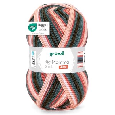 Gründl Big Mamma Print XXL wollen bol, perzik, roest, dennengroen XXL breiwol met kleurverloop, zacht en huidvriendelijk, 100% polyacryl, 400 g/1040 m Gründl Big Mamma Print XXL wollen bol, perzik, roest, dennengroen XXL breiwol met kleurverloop, zacht en huidvriendelijk, 100% polyacryl, 400 g/1040 m